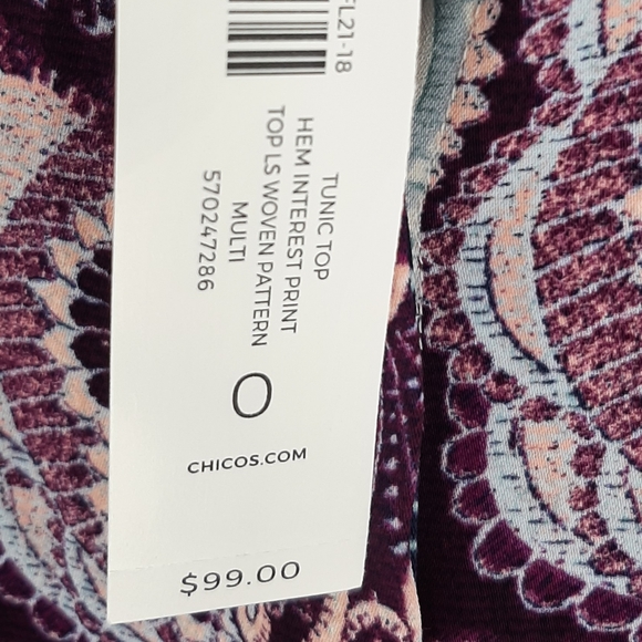 NWT Chico's hem interest tunic top sz 0 - Picture 5 of 10